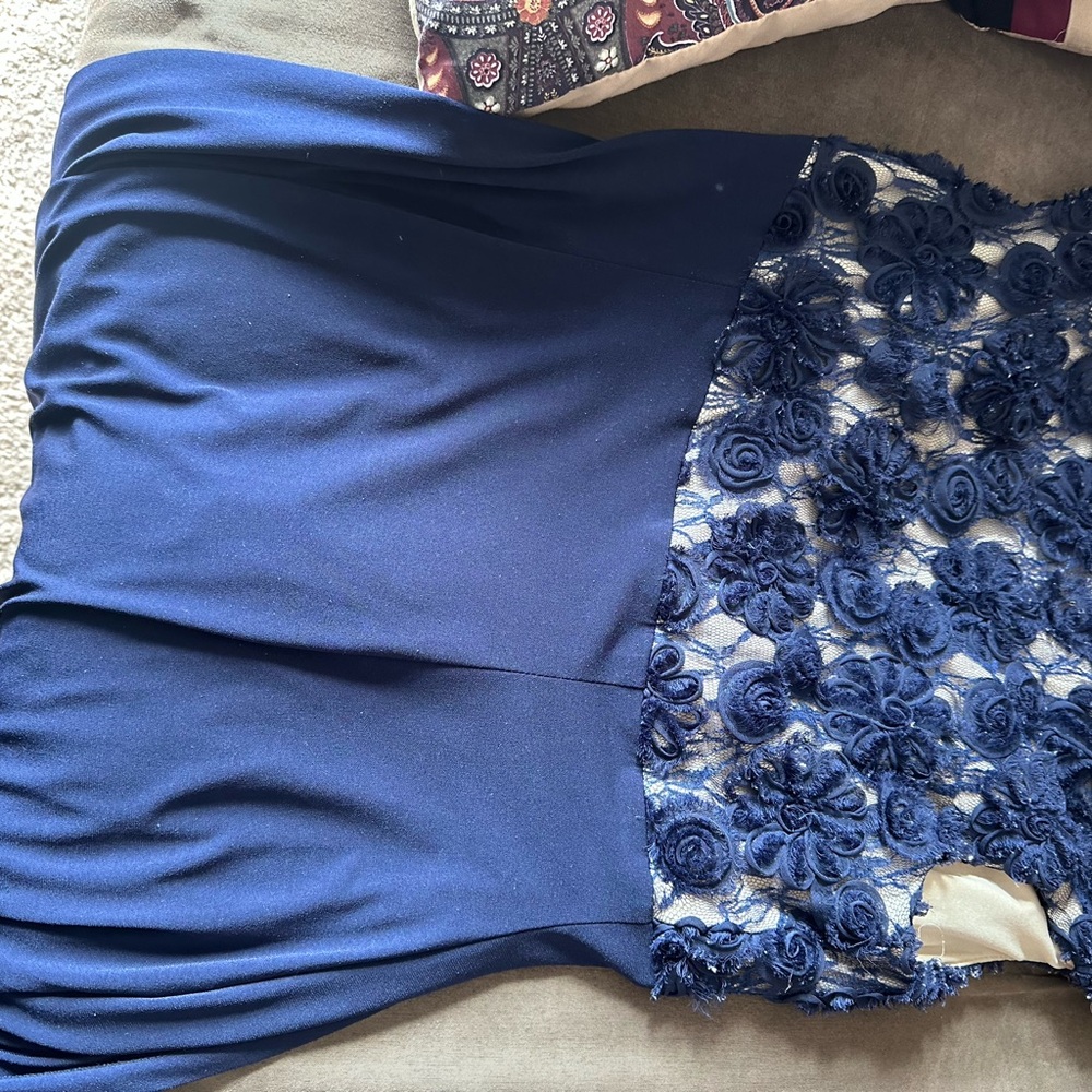 Elegant Navy Blue Lace Dress